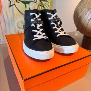 Hermes Black and White Men's Sneakers